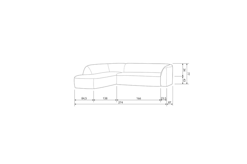 Mooli Soffa med Schäslong 3-sits - Grå - Divansoffor & schäslongsoffa - 3 sits soffa med divan