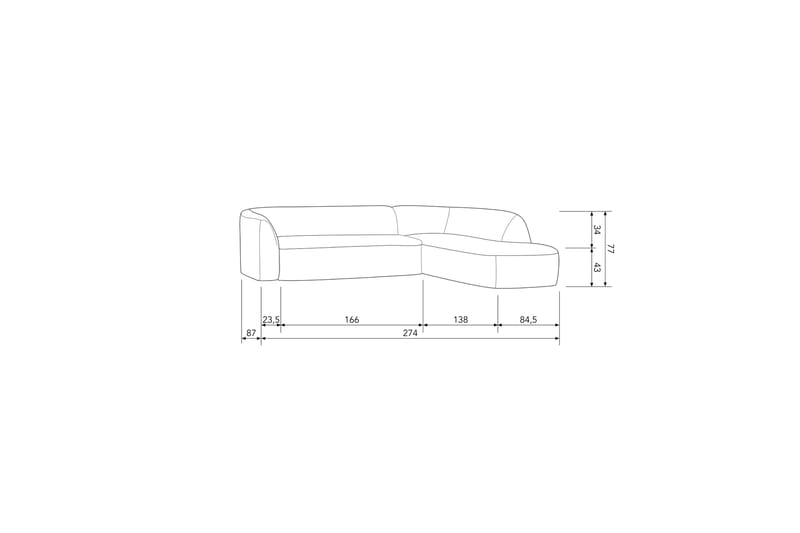 Mooli Soffa med Schäslong 3-sits - Grå - Divansoffor & schäslongsoffa - 3 sits soffa med divan