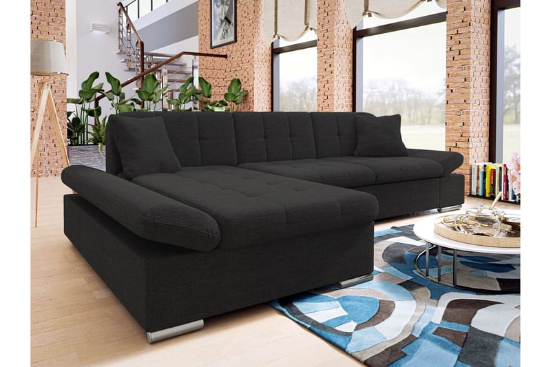 Vananda Soffa med Divan 3-sits - Svart - Möbler - Soffa - Divansoffor & schäslongsoffa - 3 sits soffa med divan