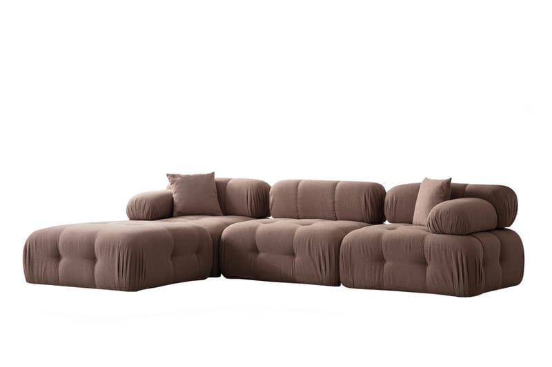Belgin Bubblig Divansoffa 3-sits 315 cm med utfällbara armstöd och ryggstöd - Brun - Möbler - Soffa - Divansoffor & schäslongsoffa - 4 sits soffa med divan