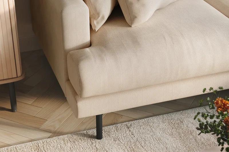 Menard 3-sits Högervänd L-formad Divansoffa i Manchester - Beige - Möbler - Soffa - Divansoffor & schäslongsoffa - 3 sits soffa med divan