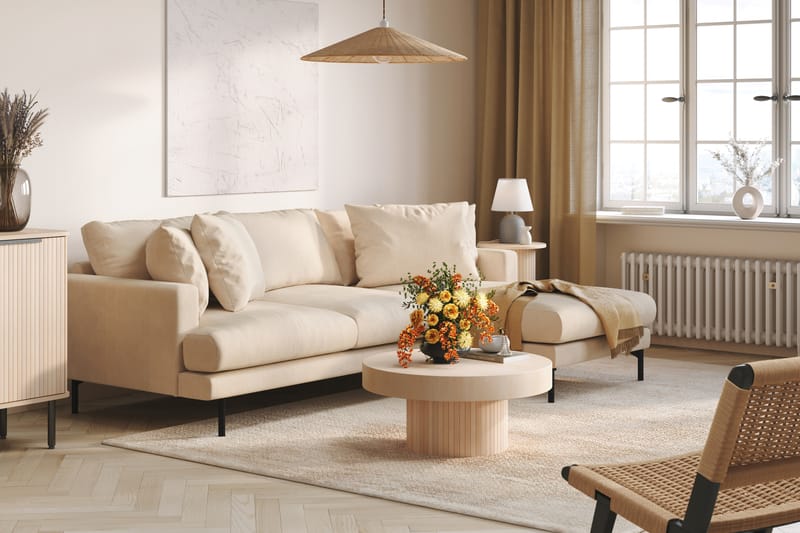 Menard 3-sits Högervänd L-formad Divansoffa i Manchester - Beige - Möbler - Soffa - Divansoffor & schäslongsoffa
