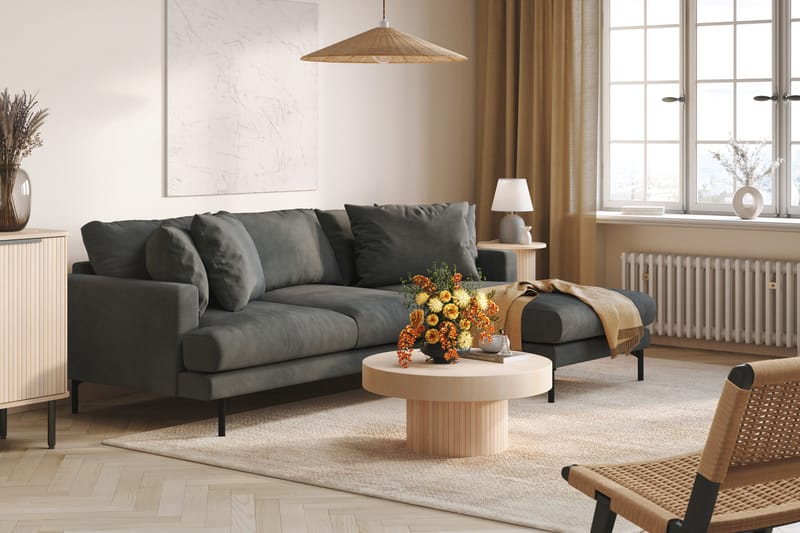 Menard 3-sits Högervänd L-formad Divansoffa i Manchester - Grå - Möbler - Soffa - Divansoffor & schäslongsoffa - 3 sits soffa med divan