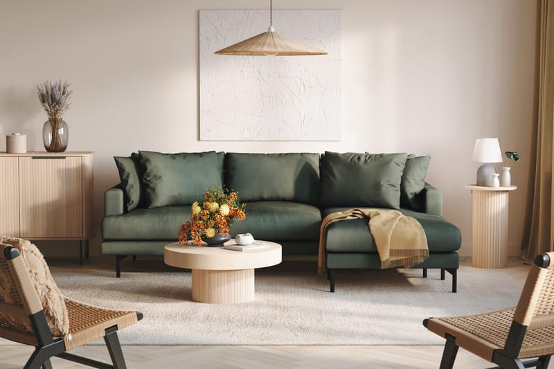 Menard 3-sits Högervänd L-formad Divansoffa i Manchester - Grön - Möbler - Soffa - Divansoffor & schäslongsoffa - 3 sits soffa med divan