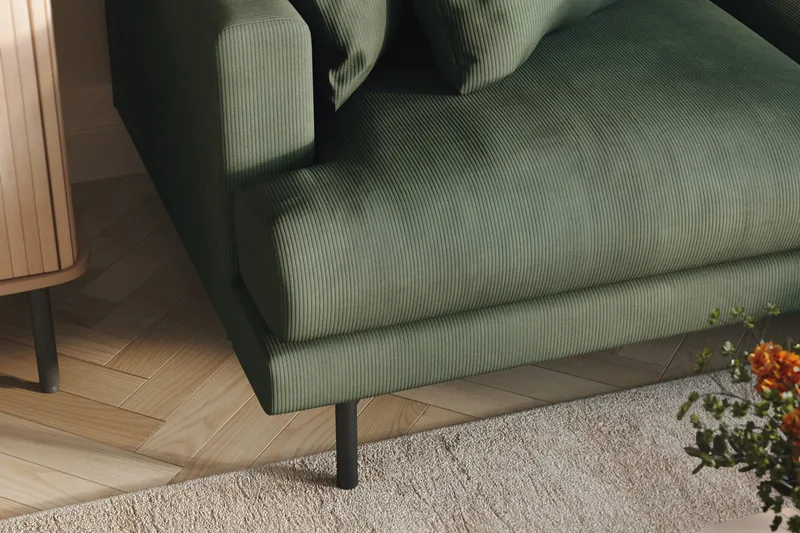 Menard 3-sits Högervänd L-formad Divansoffa i Manchester - Grön - Möbler - Soffa - Divansoffor & schäslongsoffa - 3 sits soffa med divan