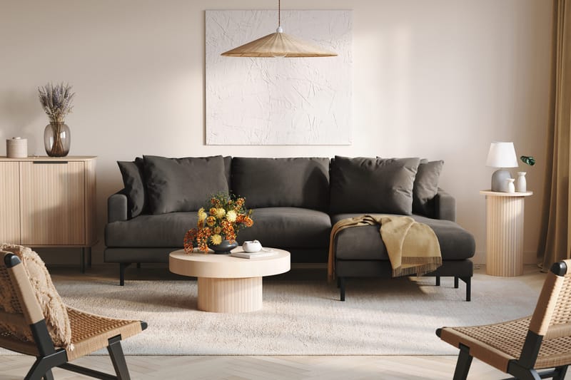 Menard 3-sits Högervänd L-formad Divansoffa i Manchester - Mörkgrå - Möbler - Soffa - Divansoffor & schäslongsoffa - 3 sits soffa med divan