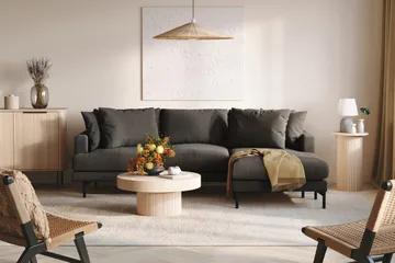 Menard 3-sits Högervänd L-formad Divansoffa i Manchester - Mörkgrå - Möbler - Soffa - Divansoffor & schäslongsoffa - 3 sits soffa med divan