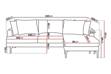 Menard 3-sits Högervänd L-formad Divansoffa i Manchester - Mörkgrå - Möbler - Soffa - Divansoffor & schäslongsoffa - 3 sits soffa med divan