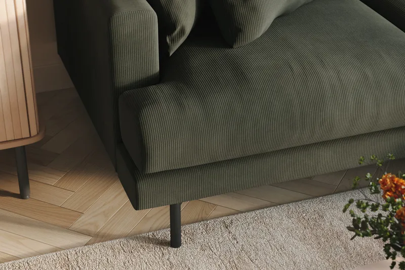 Menard 3-sits Högervänd L-formad Divansoffa i Manchester - Mörkgrön - Möbler - Soffa - Divansoffor & schäslongsoffa - 3 sits soffa med divan