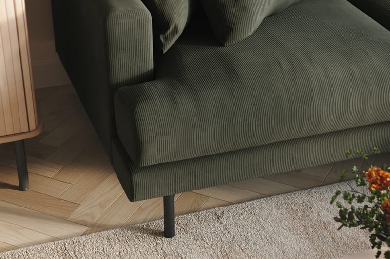Menard 3-sits Högervänd L-formad Divansoffa i Manchester - Mörkgrön - Möbler - Soffa - Divansoffor & schäslongsoffa