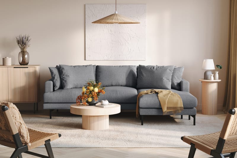 Menard 3-sits Högervänd L-formad Divansoffa i Tyg - Mörkgrå - Möbler - Soffa - Divansoffor & schäslongsoffa - 3 sits soffa med divan