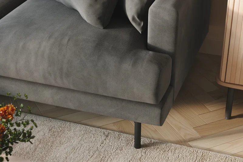 Menard 3-sits Vänstervänd L-formad Divansoffa i Manchester - Grå - Möbler - Soffa - Divansoffor & schäslongsoffa - 3 sits soffa med divan