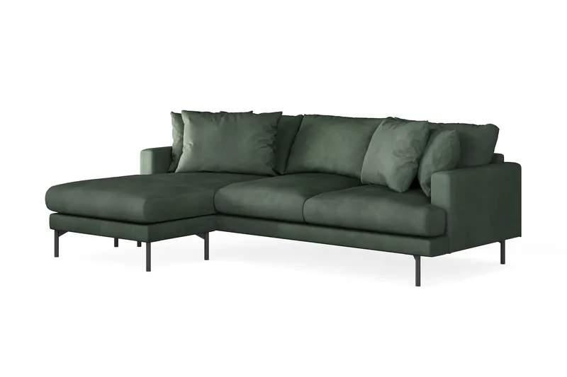 Menard 3-sits Vänstervänd L-formad Divansoffa i Manchester - Grön - Möbler - Soffa - Divansoffor & schäslongsoffa - 3 sits soffa med divan