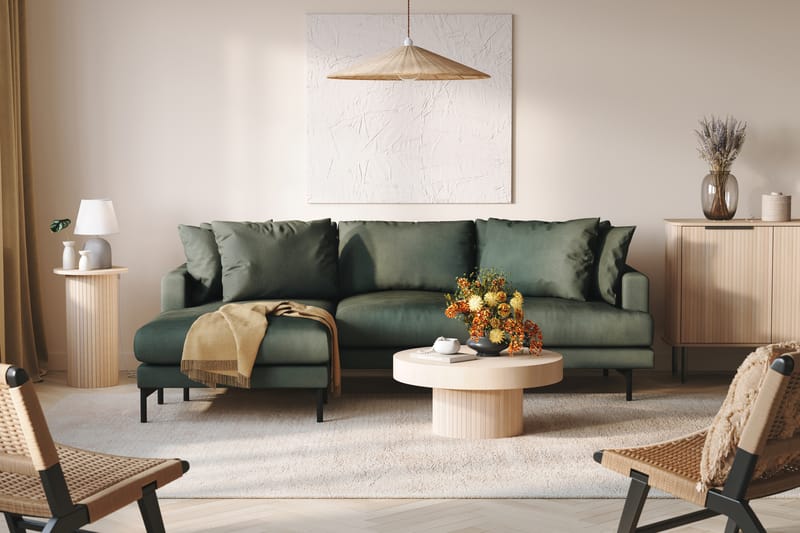 Menard 3-sits Vänstervänd L-formad Divansoffa i Manchester - Grön - Möbler - Soffa - Divansoffor & schäslongsoffa