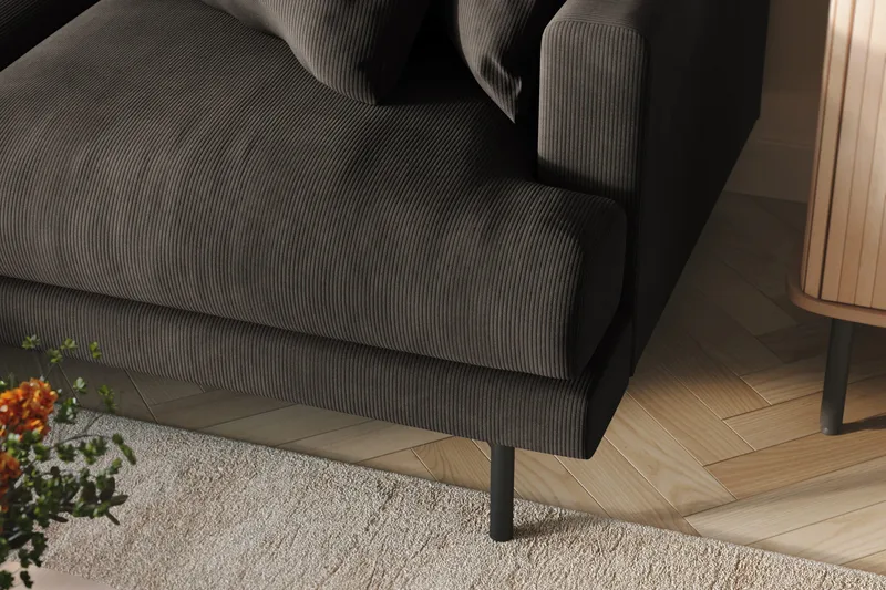 Menard 3-sits Vänstervänd L-formad Divansoffa i Manchester - Mörkgrå - Möbler - Soffa - Divansoffor & schäslongsoffa - 3 sits soffa med divan