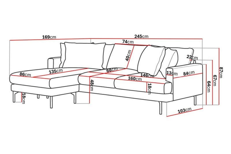 Menard 3-sits Vänstervänd L-formad Divansoffa i Manchester - Mörkgrön - Möbler - Soffa - Divansoffor & schäslongsoffa
