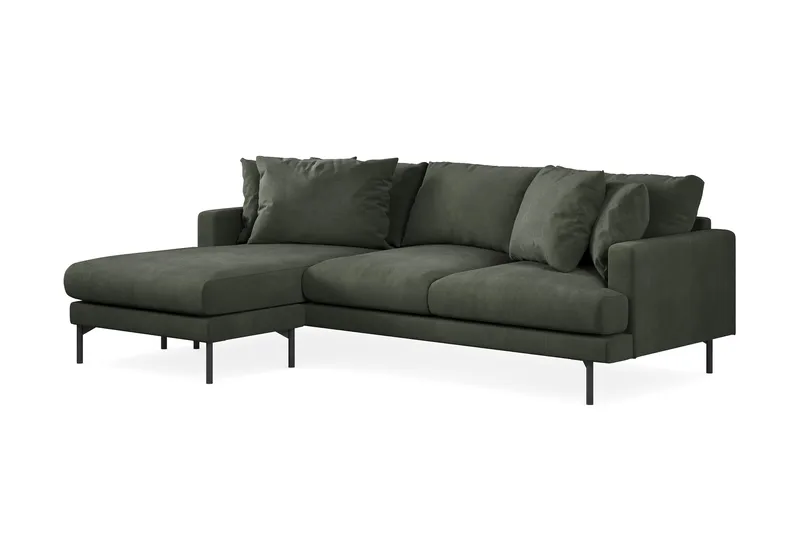 Menard 3-sits Vänstervänd L-formad Divansoffa i Manchester - Mörkgrön - Möbler - Soffa - Divansoffor & schäslongsoffa - 3 sits soffa med divan