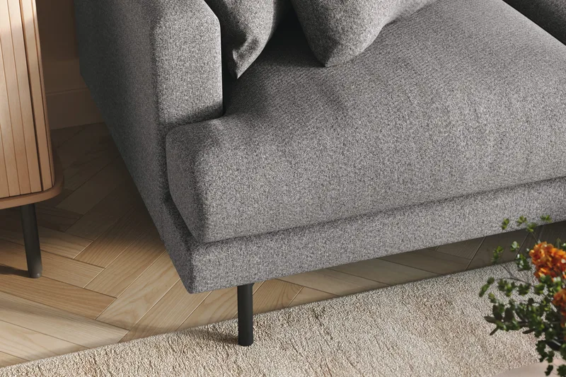 Menard 3-sits Vänstervänd L-formad Divansoffa i Tyg - Grå - Möbler - Soffa - Divansoffor & schäslongsoffa - 3 sits soffa med divan