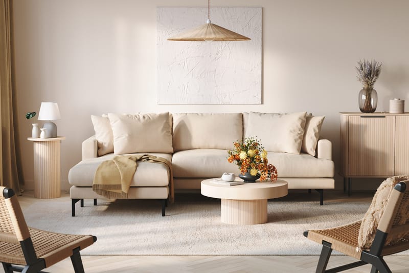 Menard 3-sits Vänstervänd L-formad Djup Divansoffa i Manchester - Beige - Möbler - Soffa - Divansoffor & schäslongsoffa - 3 sits soffa med divan