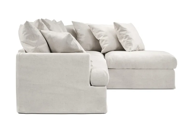 Menard 4-sits Högervänd L-formad Djup Schäslongsoffa i Tyg - Beige - Möbler - Soffa - Divansoffor & schäslongsoffa - 4 sits soffa med divan