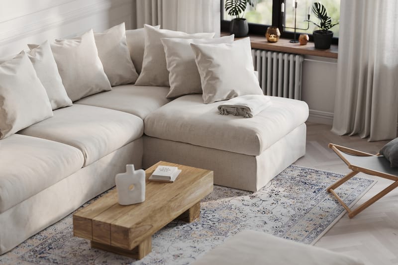 Menard 4-sits Högervänd L-formad Schäslongsoffa i Tyg - Beige - Möbler - Soffa - Divansoffor & schäslongsoffa - 4 sits soffa med divan