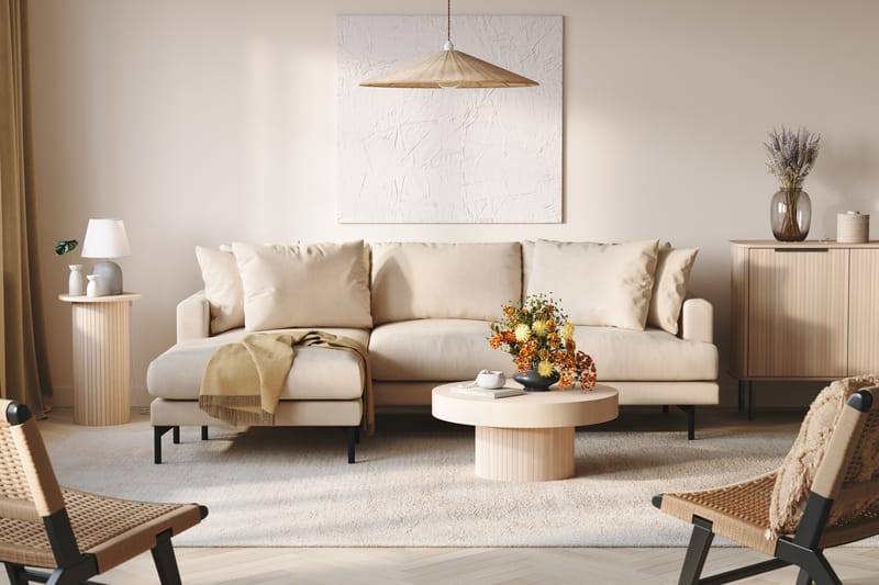 Menard 4-sits Vänstervänd L-formad Djup Divansoffa i Manchester - Beige - Möbler - Soffa - Divansoffor & schäslongsoffa