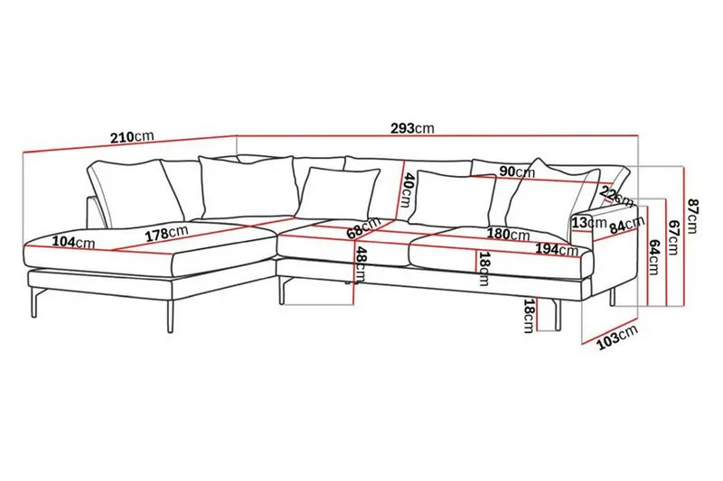 Menard 4-sits Vänstervänd L-formad Djup Schäslongsoffa i Manchester - Beige - Möbler - Soffa - Divansoffor & schäslongsoffa - 4 sits soffa med divan