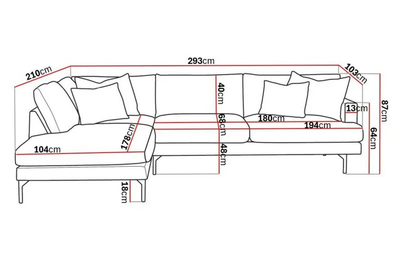 Menard 4-sits Vänstervänd L-formad Djup Schäslongsoffa i Manchester - Beige - Möbler - Soffa - Divansoffor & schäslongsoffa - 4 sits soffa med divan