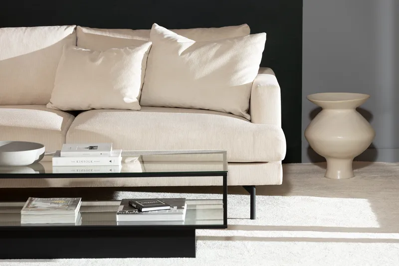 Menard 4-sits Vänstervänd L-formad Djup Schäslongsoffa i Manchester - Beige - Möbler - Soffa - Divansoffor & schäslongsoffa - 4 sits soffa med divan