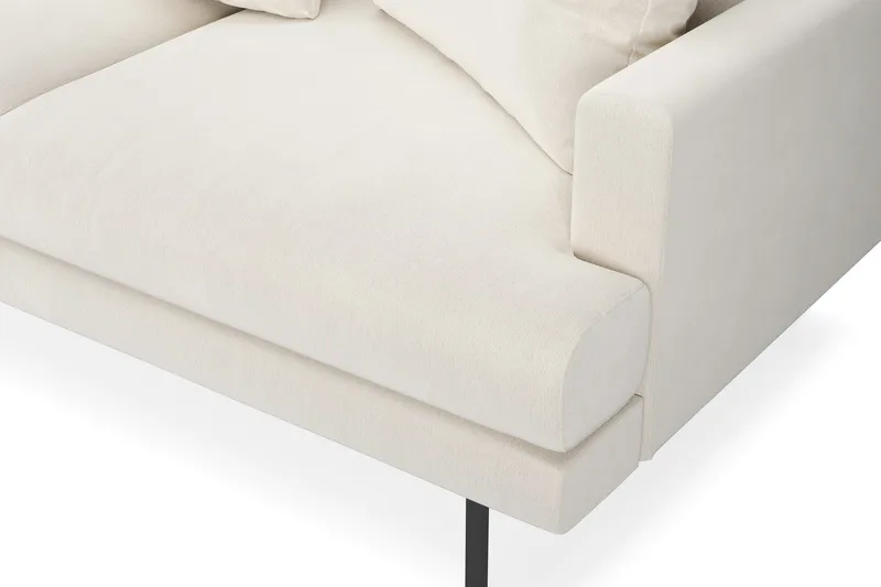 Menard 4-sits Vänstervänd L-formad Djup Schäslongsoffa i Sammet - Krämvit - Möbler - Soffa - Divansoffor & schäslongsoffa - 4 sits soffa med divan