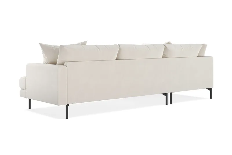 Menard 4-sits Vänstervänd L-formad Djup Schäslongsoffa i Sammet - Krämvit - Möbler - Soffa - Divansoffor & schäslongsoffa - 4 sits soffa med divan