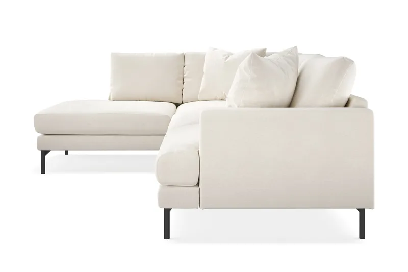 Menard 4-sits Vänstervänd L-formad Djup Schäslongsoffa i Sammet - Krämvit - Möbler - Soffa - Divansoffor & schäslongsoffa - 4 sits soffa med divan