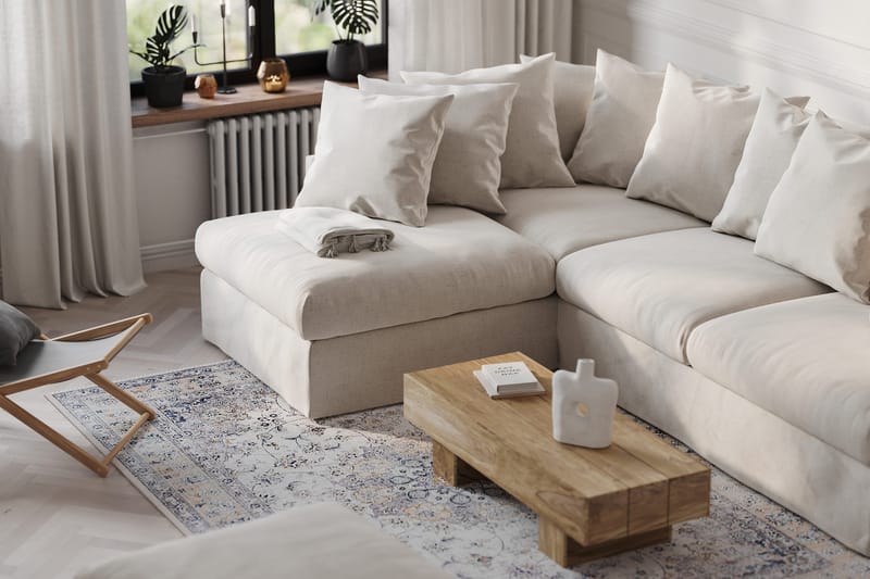 Menard 4-sits Vänstervänd L-formad Djup Schäslongsoffa i Tyg - Beige - Möbler - Soffa - Divansoffor & schäslongsoffa - 4 sits soffa med divan