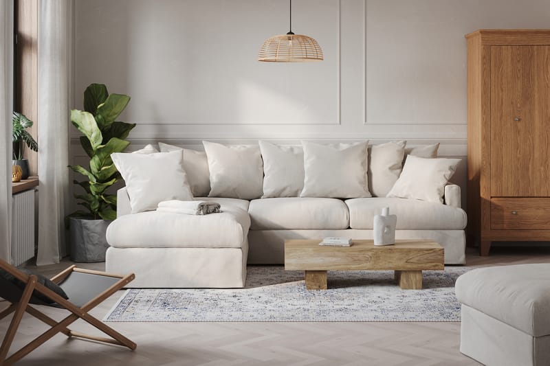 Menard 4-sits Vänstervänd L-formad Schäslongsoffa i Tyg - Beige - Möbler - Soffa - Divansoffor & schäslongsoffa - 4 sits soffa med divan