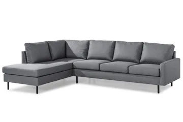 Peppe 4-sits Vänstervänd L-formad Schäslongsoffa i Tyg - Ljusgrå - Möbler - Soffa - Divansoffor & schäslongsoffa - 4 sits soffa med divan