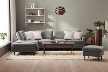 Peppe 4-sits Vänstervänd L-formad Schäslongsoffa i Tyg - Ljusgrå - Möbler - Soffa - Divansoffor & schäslongsoffa - 4 sits soffa med divan