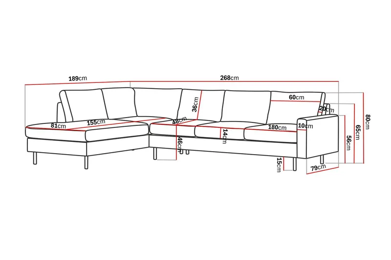 Peppe 4-sits Vänstervänd L-formad Schäslongsoffa i Tyg - Ljusgrå - Möbler - Soffa - Divansoffor & schäslongsoffa - 4 sits soffa med divan