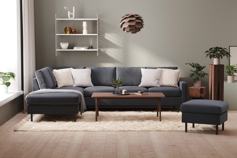 Peppe 4-sits Vänstervänd L-formad Schäslongsoffa i Tyg - Mörkgrå - Möbler - Soffa - Divansoffor & schäslongsoffa - 4 sits soffa med divan
