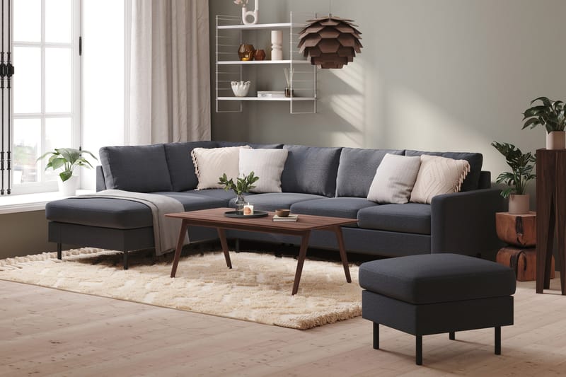 Peppe 4-sits Vänstervänd L-formad Schäslongsoffa i Tyg - Mörkgrå - Möbler - Soffa - Divansoffor & schäslongsoffa - 4 sits soffa med divan