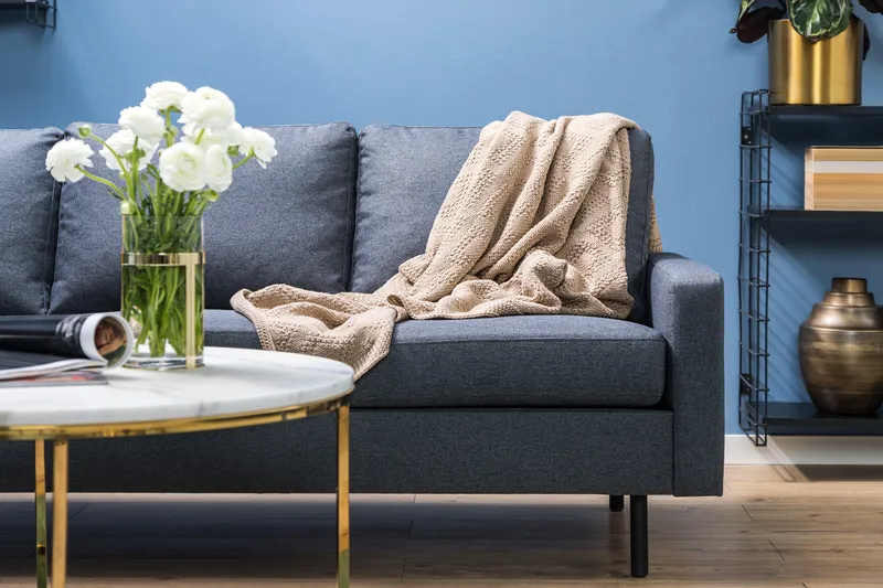 Peppe 4-sits Vänstervänd L-formad Schäslongsoffa i Tyg - Mörkgrå - Möbler - Soffa - Divansoffor & schäslongsoffa - 4 sits soffa med divan