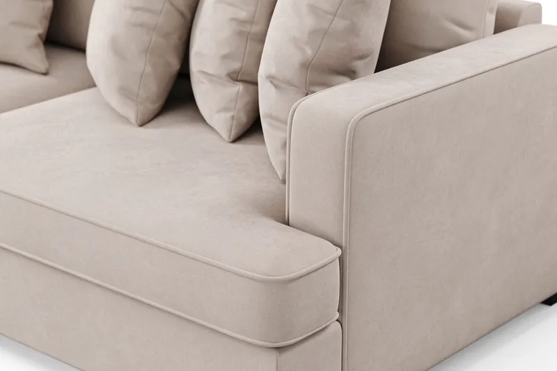 Rossita 4-sits Vänstervänd L-formad Djup Schäslongsoffa i Sammet - Beige - Möbler - Soffa - Divansoffor & schäslongsoffa - 4 sits soffa med divan