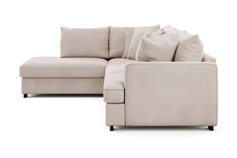 Rossita 4-sits Vänstervänd L-formad Djup Schäslongsoffa i Sammet - Beige - Möbler - Soffa - Divansoffor & schäslongsoffa - 4 sits soffa med divan