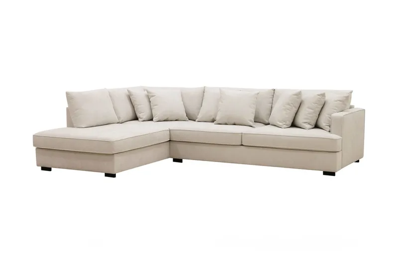 Rossita 4-sits Vänstervänd L-formad Djup Schäslongsoffa i Tyg - Beige - Möbler - Soffa - Divansoffor & schäslongsoffa - 4 sits soffa med divan