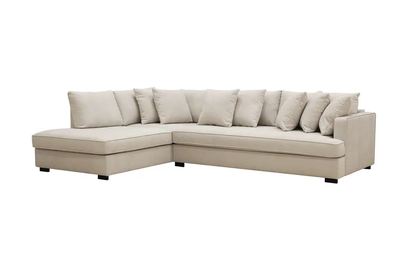 Rossita 4-sits Vänstervänd L-formad Djup Schäslongsoffa med Hel dyna i Tyg - Beige - Möbler - Soffa - Divansoffor & schäslongsoffa - 4 sits soffa med divan