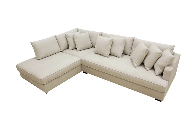 Rossita 4-sits Vänstervänd L-formad Djup Schäslongsoffa med Hel dyna i Tyg - Beige - Möbler - Soffa - Divansoffor & schäslongsoffa - 4 sits soffa med divan