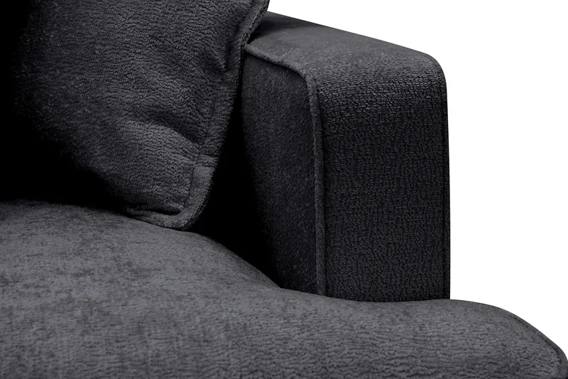 Rossita Lyx 4-sits Vänstervänd L-formad Extra Djup Schäslongsoffa i Chenille - Svart Chenille - Möbler - Soffa - Divansoffor & schäslongsoffa - 4 sits soffa med divan