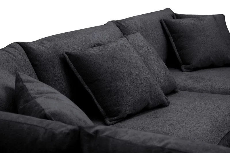 Rossita Lyx 4-sits Vänstervänd L-formad Extra Djup Schäslongsoffa i Chenille - Svart Chenille - Möbler - Soffa - Divansoffor & schäslongsoffa - 4 sits soffa med divan
