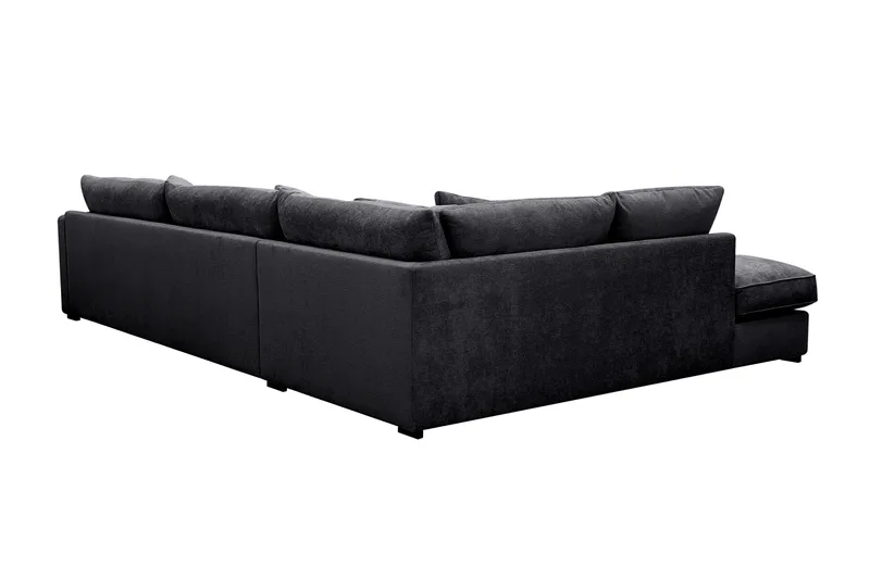 Rossita Lyx 4-sits Vänstervänd L-formad Extra Djup Schäslongsoffa i Chenille - Svart Chenille - Möbler - Soffa - Divansoffor & schäslongsoffa - 4 sits soffa med divan