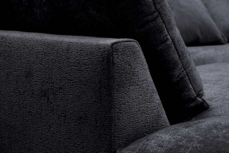 Rossita Lyx 4-sits Vänstervänd L-formad Extra Djup Schäslongsoffa i Chenille - Svart Chenille - Möbler - Soffa - Divansoffor & schäslongsoffa - 4 sits soffa med divan
