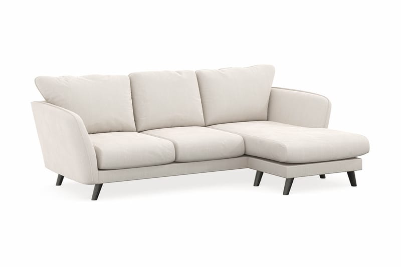 Trend Lyx 3-sits Högervänd L-formad Divansoffa i Sammet - Krämvit - Möbler - Soffa - Divansoffor & schäslongsoffa